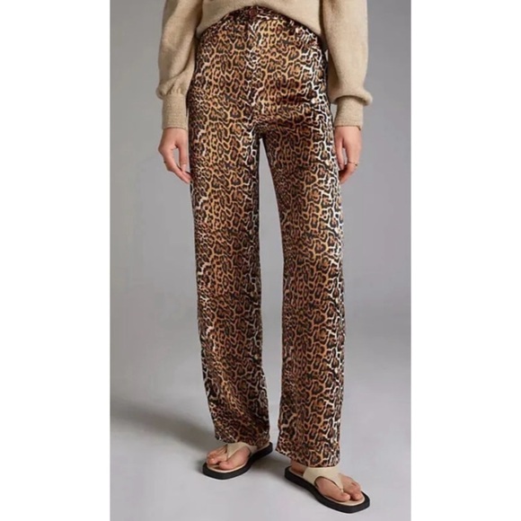 NEW ANTHROPOLOGIE ENA PELLY Leopard Flare Pants